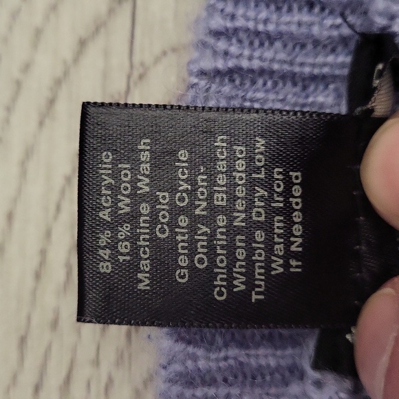 🛍Ann Taylor Womens Medium Orchid Wool Waffle Knit 3/4 Sleeve Pullover Sweater - Picture 5 of 6